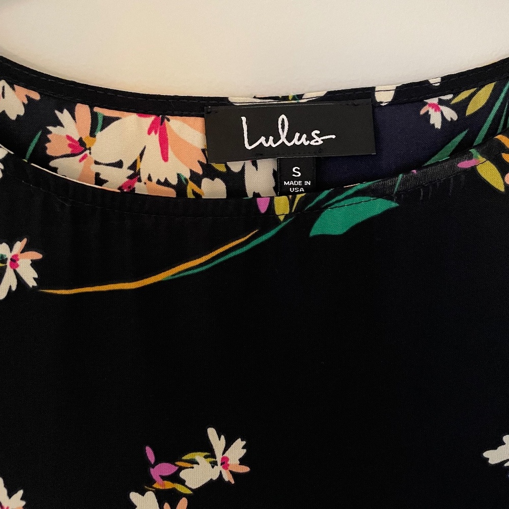 Lulus Herbaceous Babe Navy Floral Print Shift Dress, Small, S - Picture 7 of 11